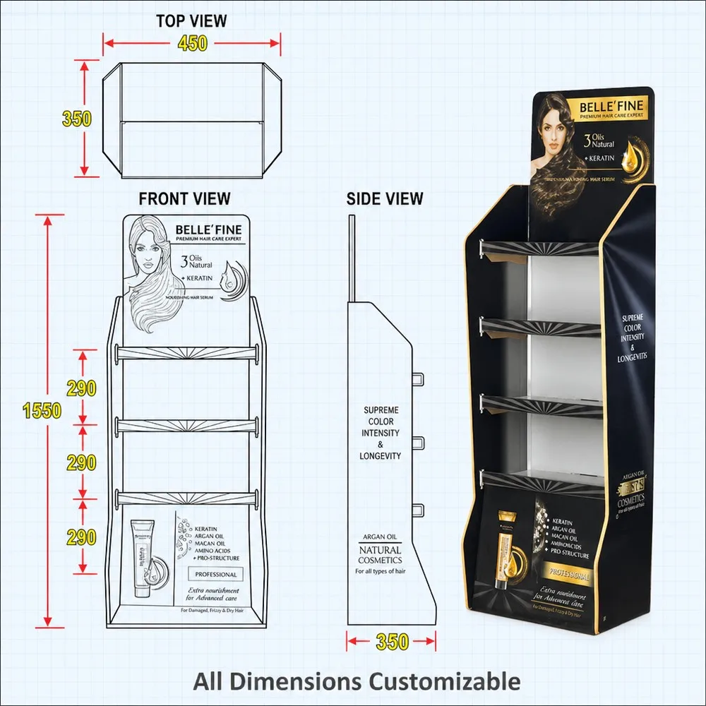 Apache Custom PVC Foam Board Display Stand Forex Floor Display Rack Retail Store POP Shelf Hooks for Cosmetics Phone Accessories