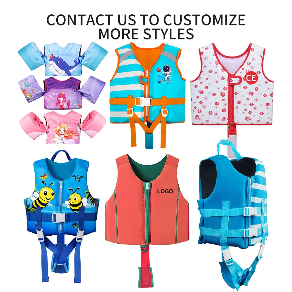 Custom Logo Kids Swim Vest Neoprene Float Jacket Life Vest Child Swimming Aid Swimwear for Learning Pool Toddler Safety