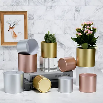 Melamine cylinder modern plastic silver flower pot gold custom plant pot for plants online