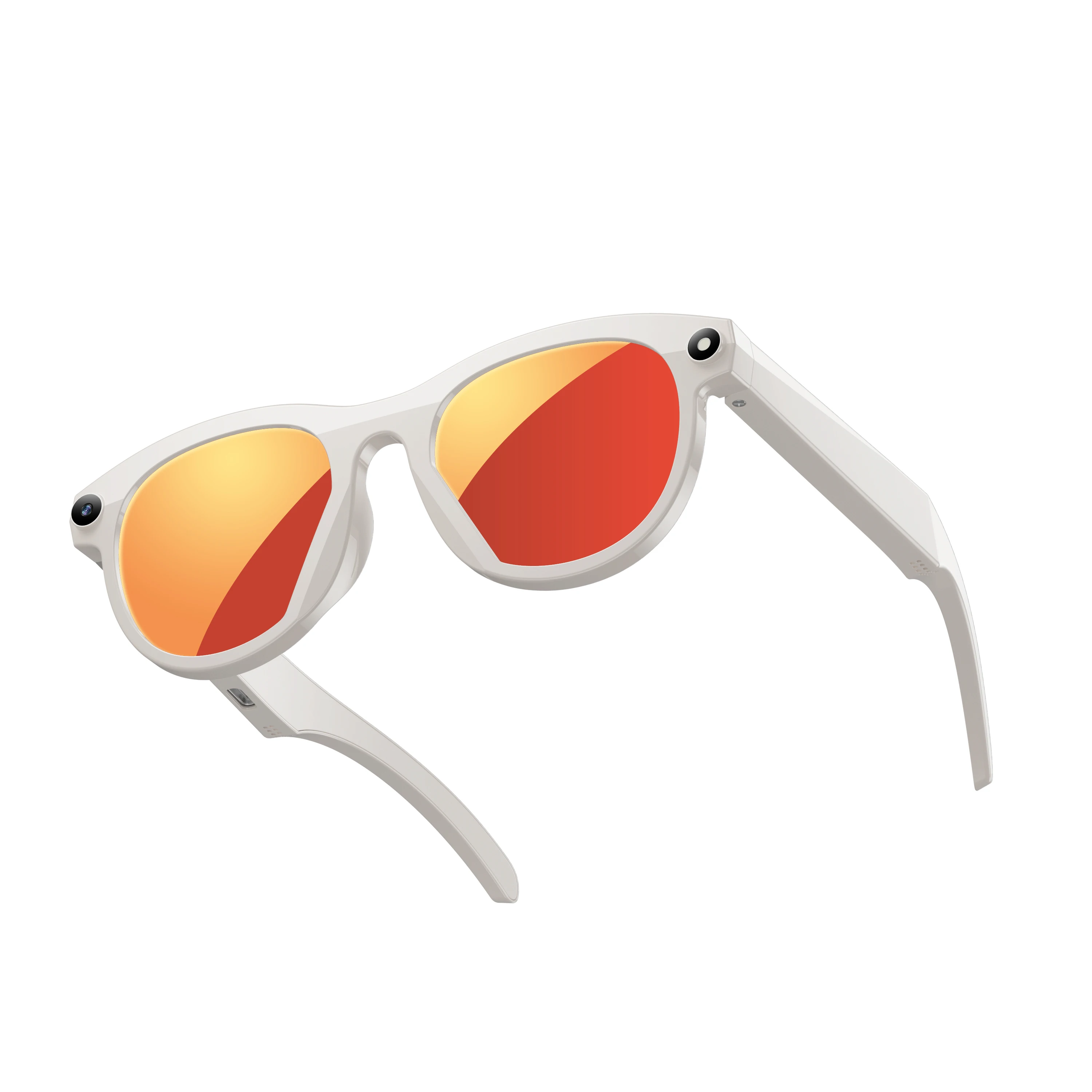 Branco com lente safira laranja