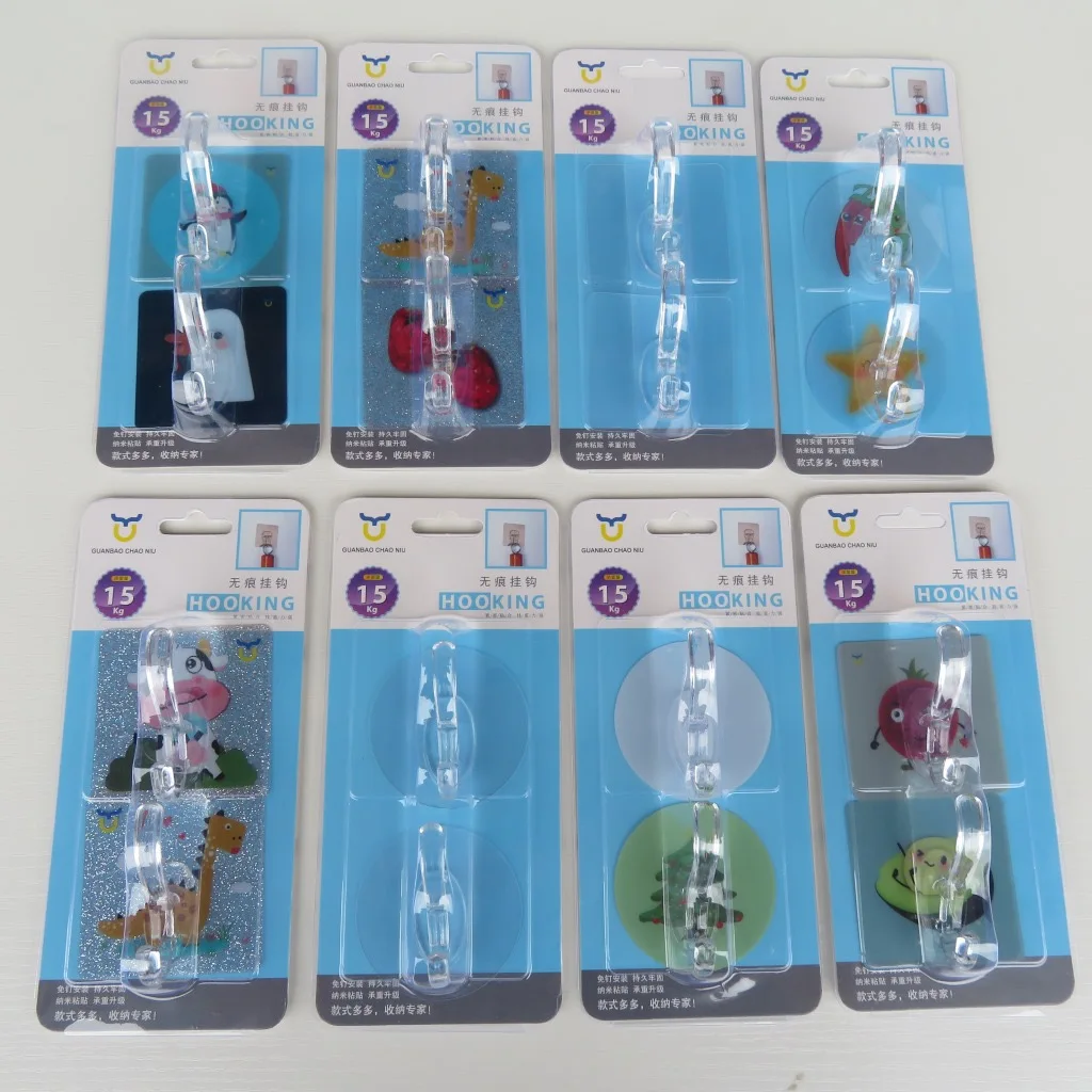 Manufacturer direct insert card crystal coat and hat novelty hooks 2 a card loaded traceless strong paste novelty hooks details