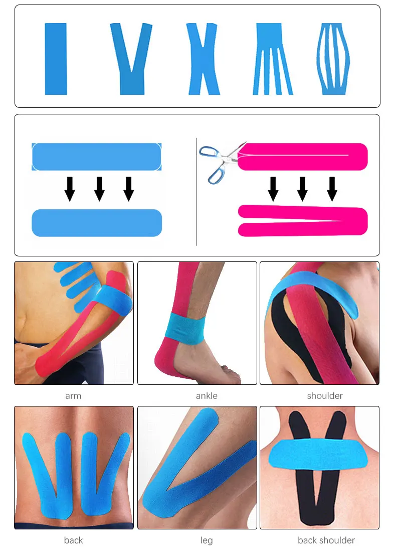 Bilink 2.5cm*5m Wholesale Custom Printed Multicolor Sports Kinesiology