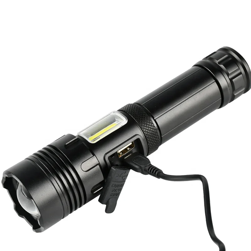 High Quality Factory Multifunction Tactical Torch Long Range USB Rechargeable Zoom Focus XLM P70 LED Flashlights 5000mAh 26650