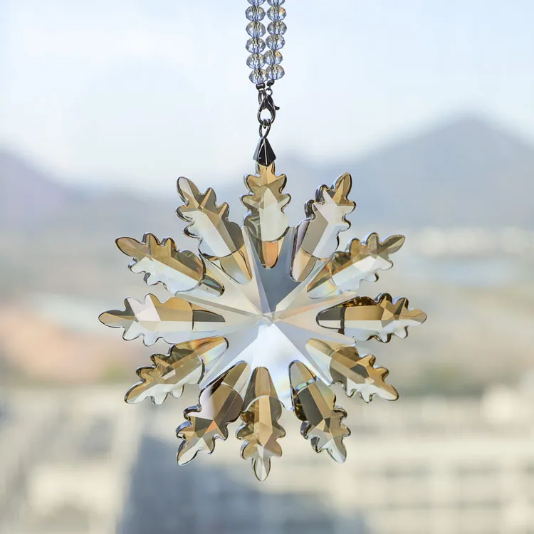 product wholesale fashion gifts hanging clear christmas glass snowflake ornament crystal glass pendant-31