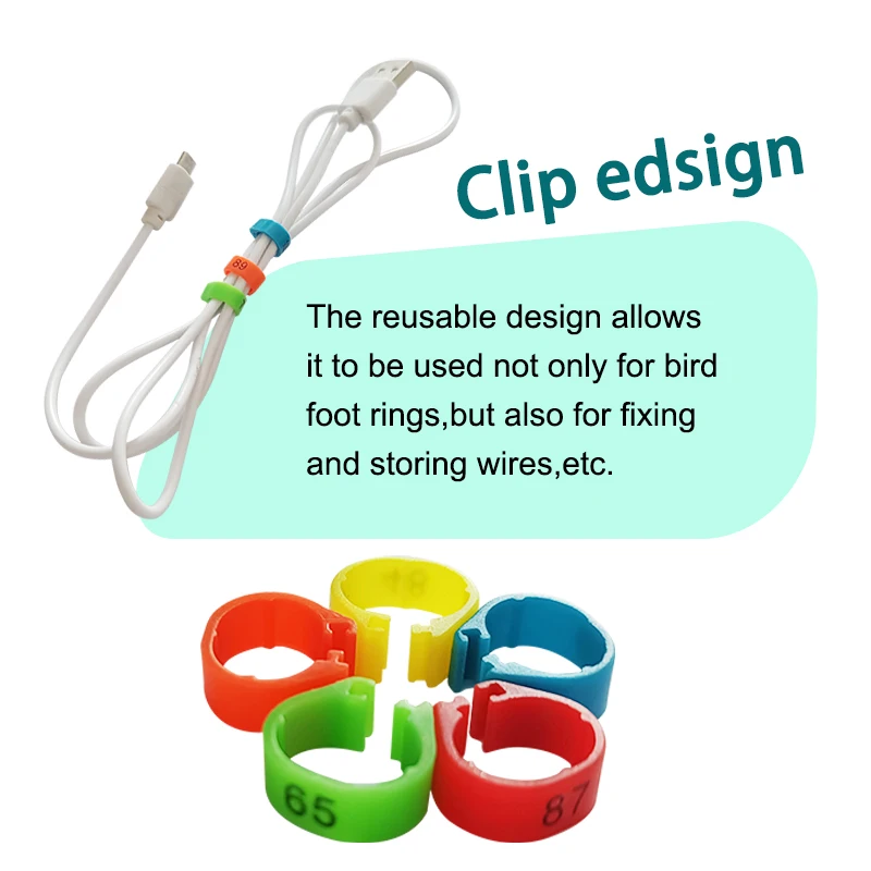 Pack Of 100 Pcs   ,Bird Rings Multicolor Colorfu Leg Bands For Pigeon Parrot Finch Canary Hatch Chicks Bantam Poultry Bayonet