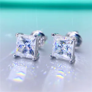 Fashion Hip Hop Jewelry Gold Plated Iced Out Zircon Diamond Stainless Steel Stud Geometric Stud Earrings for Unisex