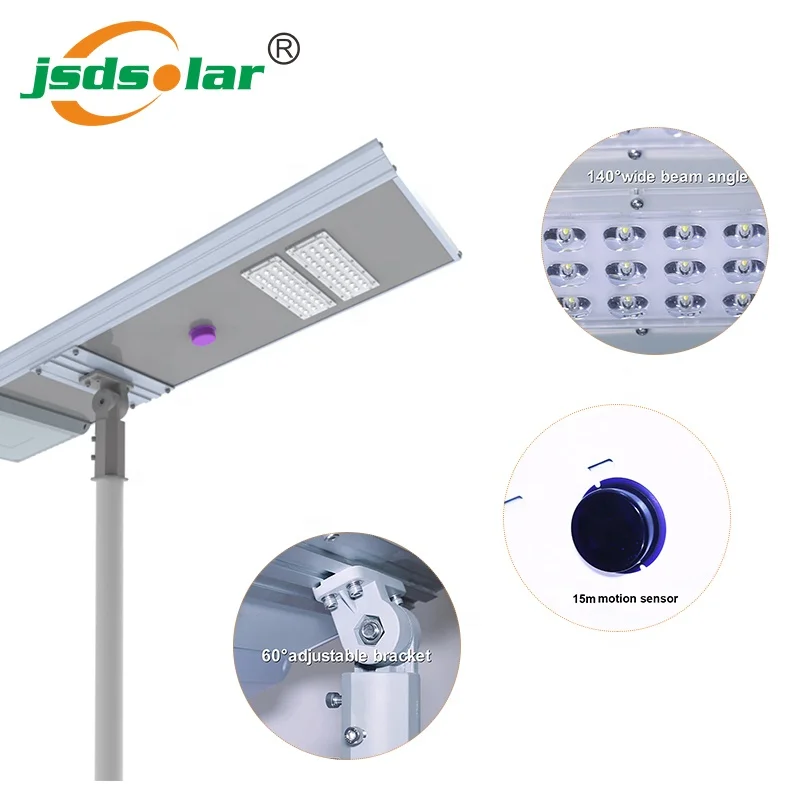 Все в одном Интегрированный Солнечный светодиодный уличный свет 80 Вт