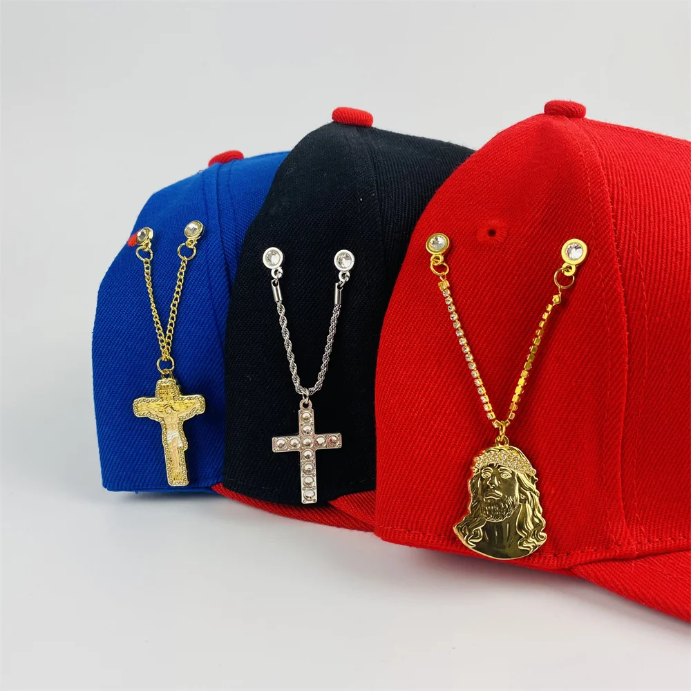 Custom Dangling Rhinestone Glitter Soft Enamel Pin With Jesus Cross