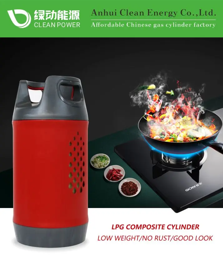 LPG Composite Cylinder Safety No Rust Plastic Gas tank HDPE 20bar 10kg Color Customized Low Price