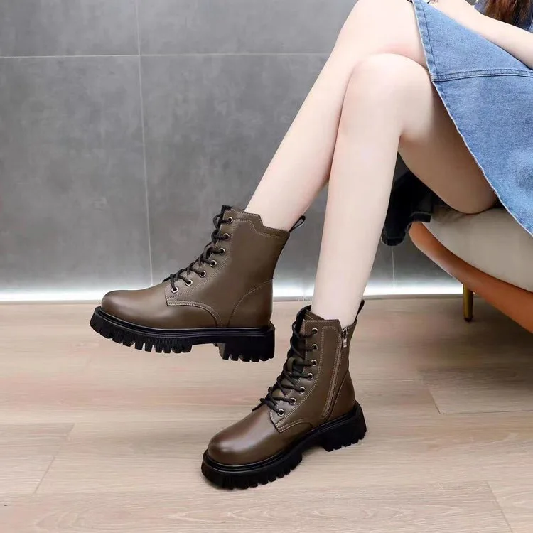 Superior Quality Women Lace up Ankle Boots Ladies Leather Boots