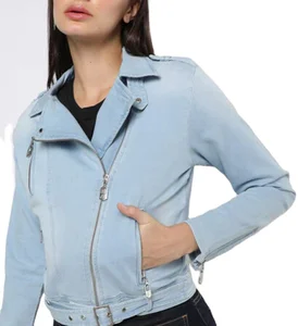 Custom Made Denim Washed Panelled Slim Fit Jacket China Factory Making Blue Denim Short Coat High Quality Zipper Denim Jackets