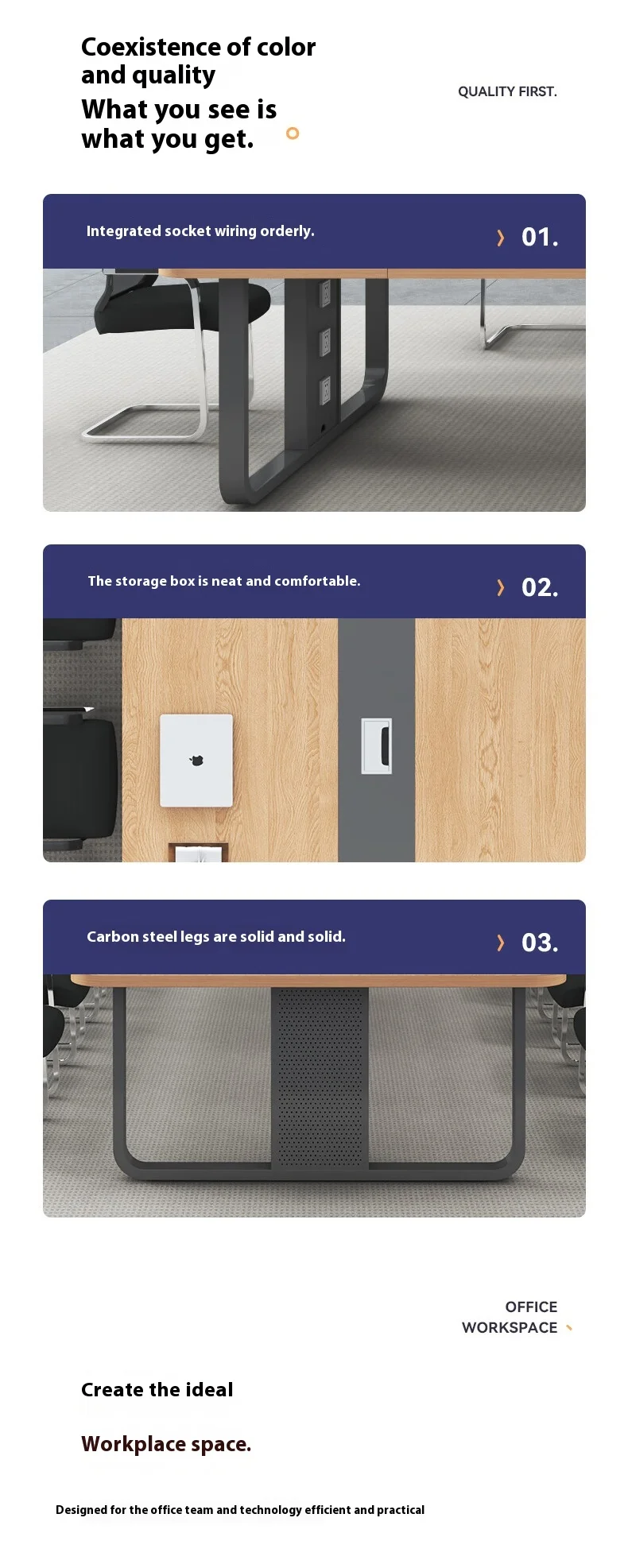 Modern Wood Panel Office Furniture Desk Set for Conference Room Boardroom Table and Meeting Tables with Comfortable Chairs