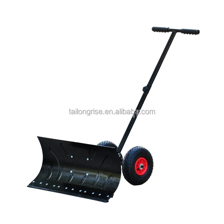 Details about   Heavy Duty Steel Adjustable Rolling Snow Shovel Pusher Rubber Wheeled 74*43cm US 