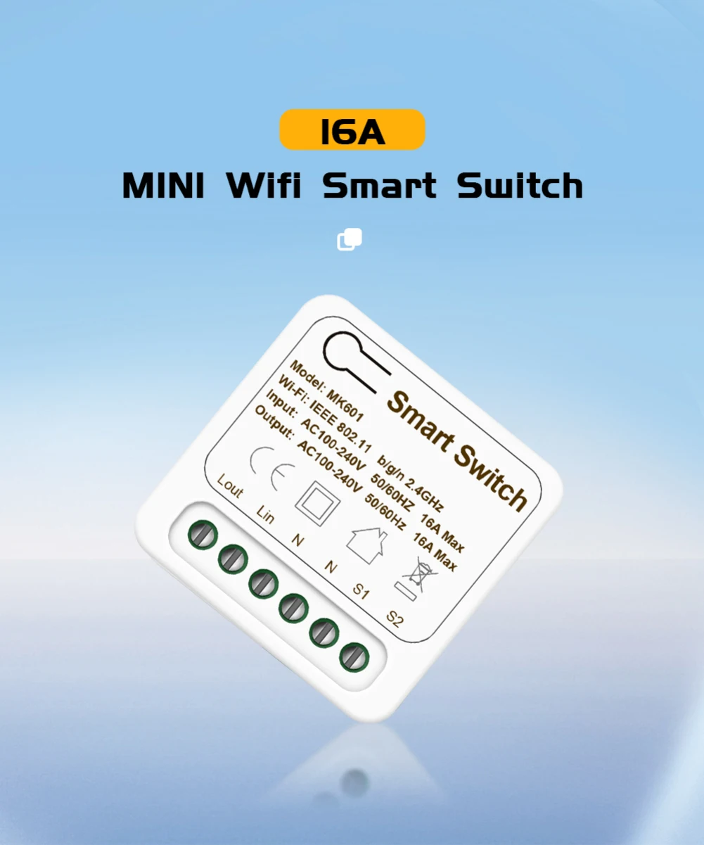 New Tuya WIFI 16A Mini Smart Wifi DIY Switch Supports 2 Way Control Automation Tuya Smart Wifi Switch Module