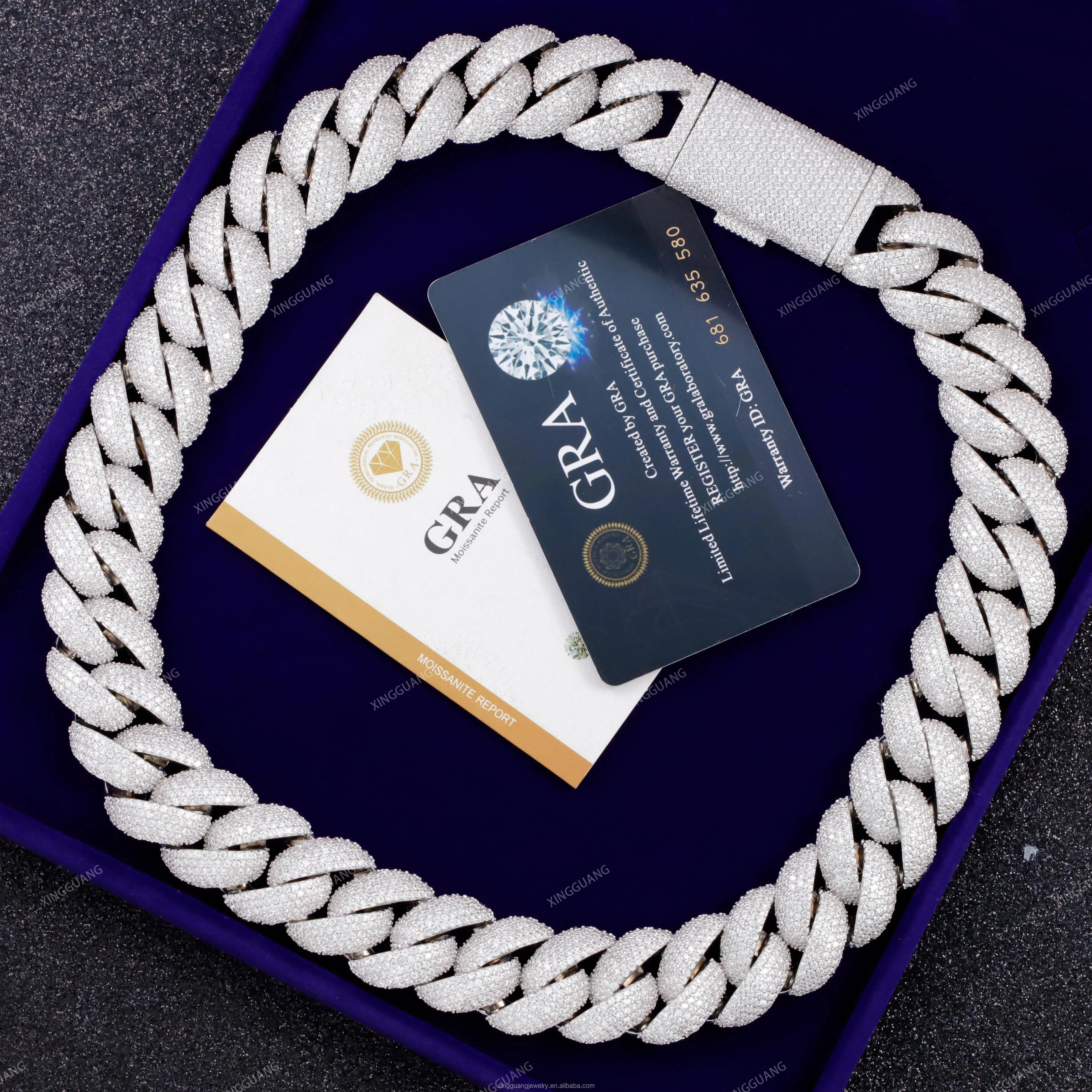 6mm-22mm Full Iced Out VVS Moissanite Diamond S925 Sterling Silver Hip Hop  Men Cuban Link Chain Factory Price