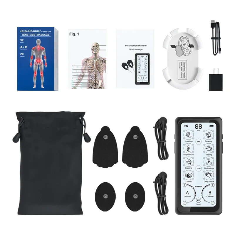 Portable Touch Screen Customized Modes Electric Therapy EMS Massager Tens Unit Electronic Pulse Massager Tens Massager Tens Unit
