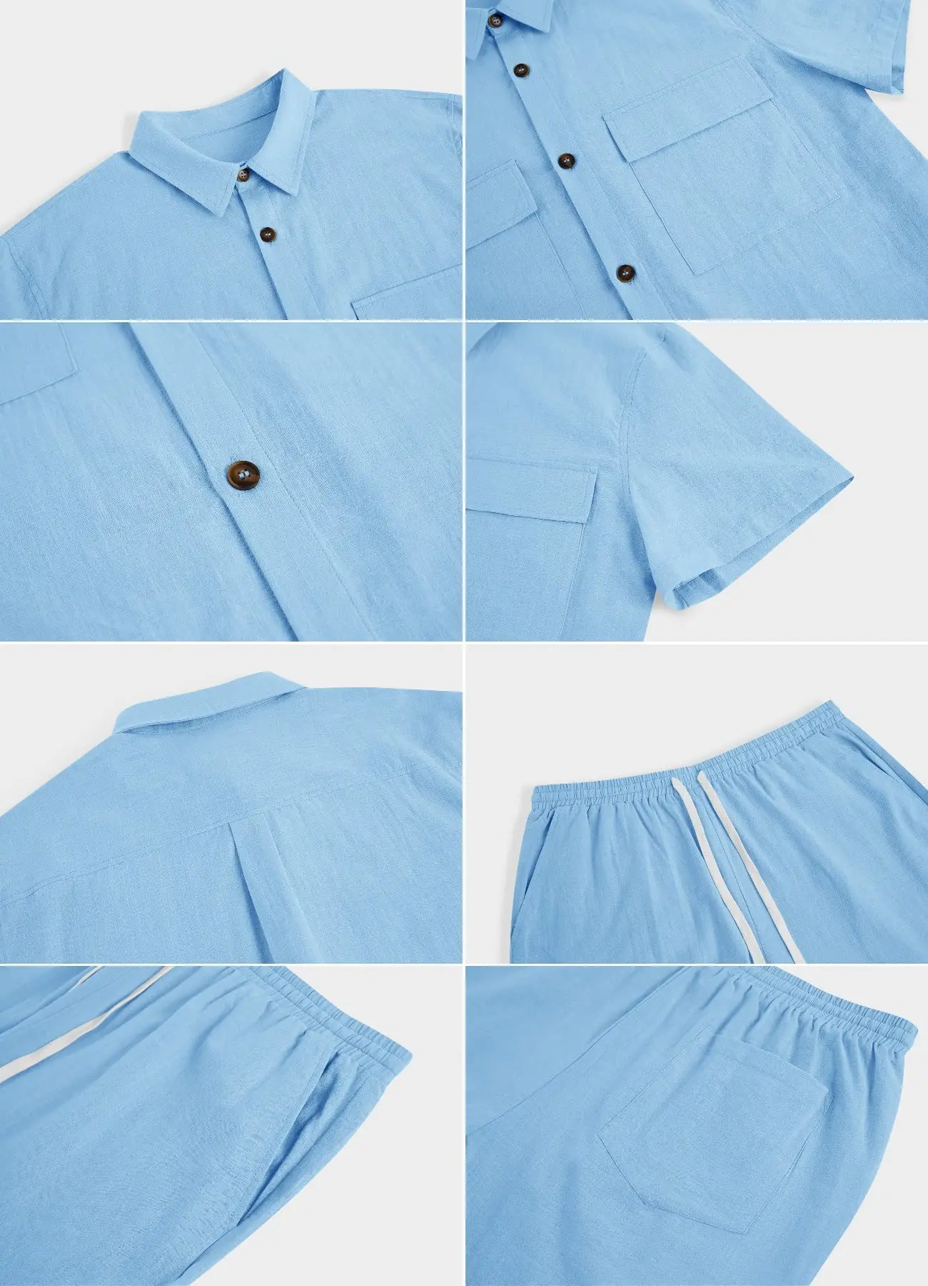 Summer Clothes Manufacturer Men's 2-piece Cotton Linen Shirts Shorts ...