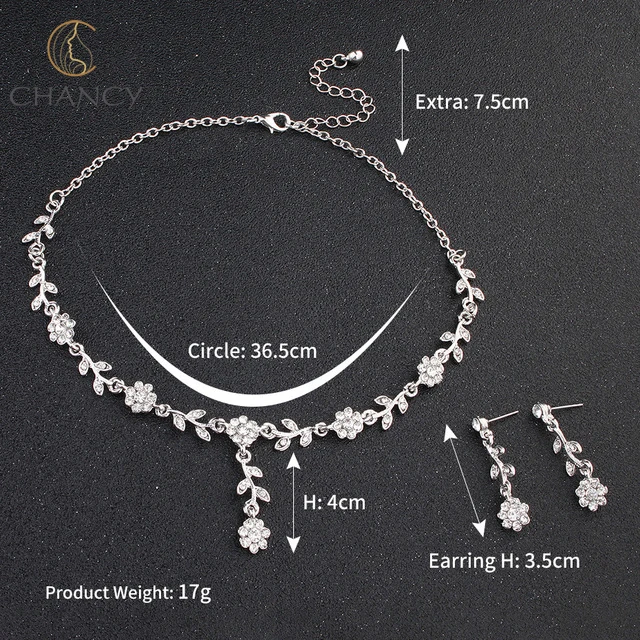 Luxury Alloy Flower Bridal Necklace & Earrings Set