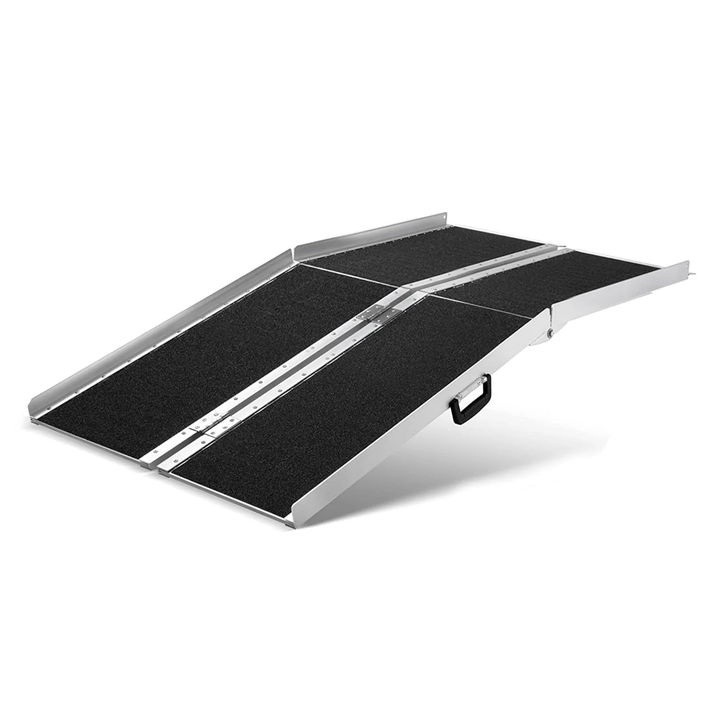 6' Folding Aluminum Wheelchair Ramp With Non-Slip Surface, Carpeted Handicap Threshold Ramp for Home, Steps, Doorways, Stairs