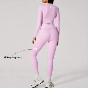 Customized Logo Wholesales Plus Size 2-Piece Quick Dry Water Resistant High Waist Four-Way Stretch Breathable Solid Yoga Set