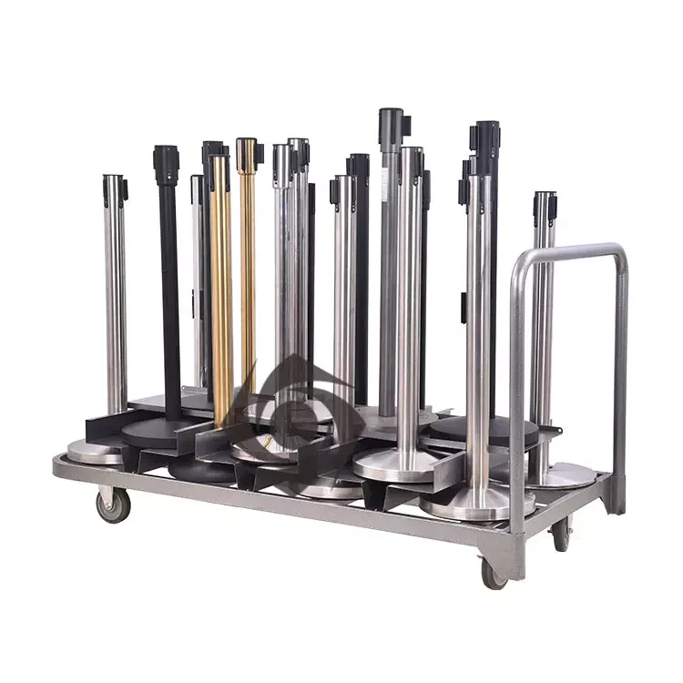 Stanchion with Deluxe Storage Cart 18pcs Posts Storage Cart Post Trolley