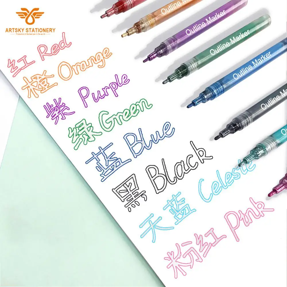 Multifunctional Glare Color Edge Outline Acrylic Marker Pen Art Drawing Color Outline marker