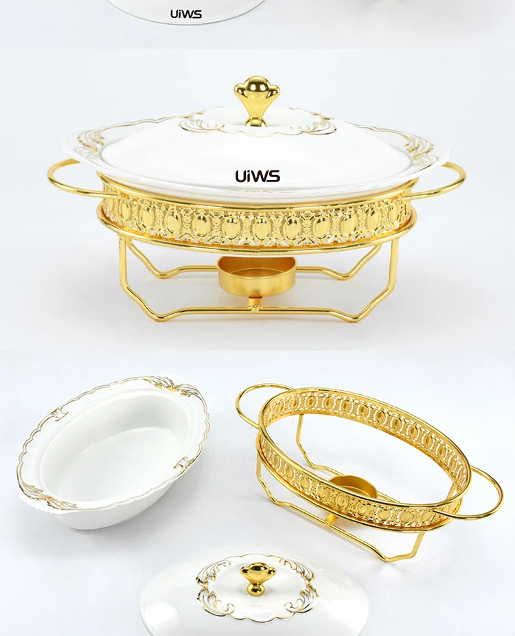 Luxury Ceramic Chafing Dish Alcohol Heating Buffet Food Warmer Set For
