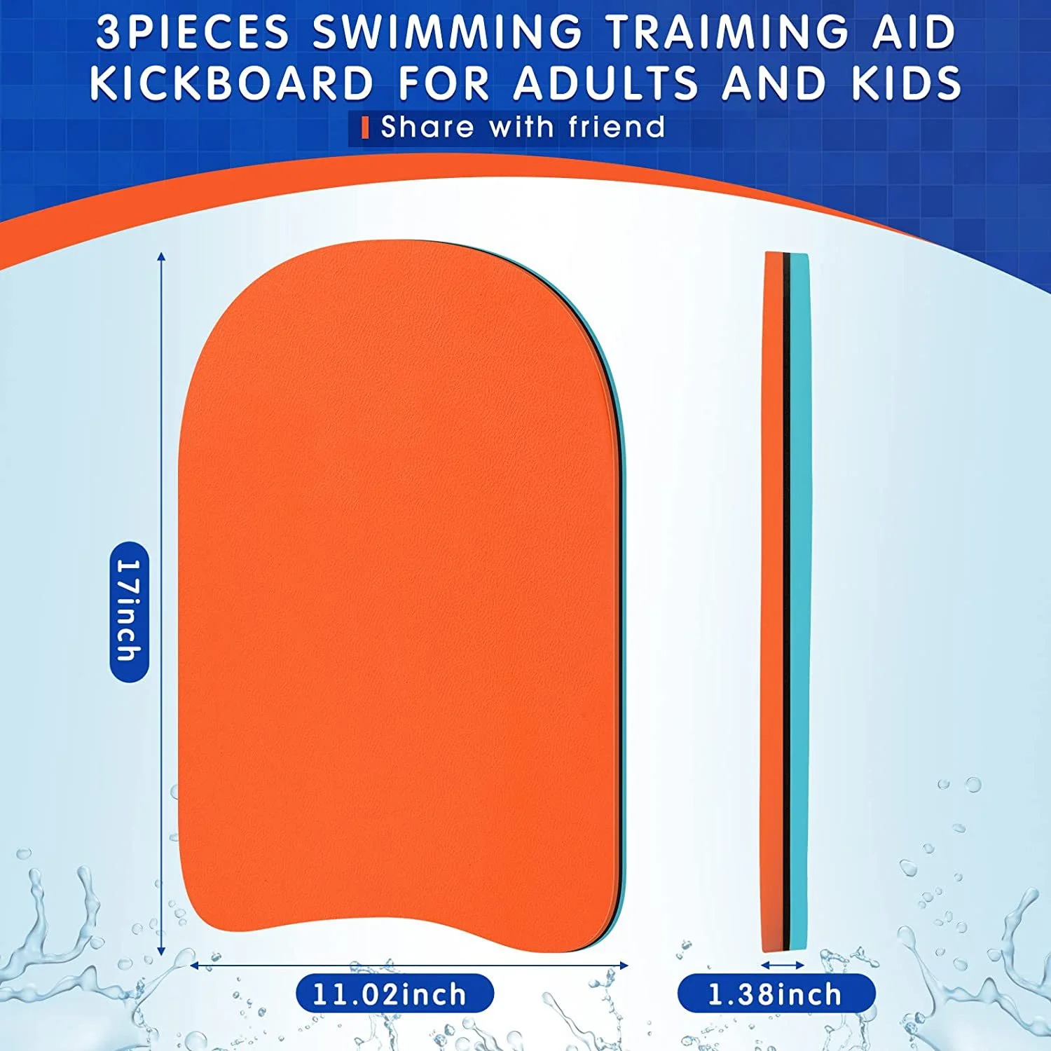 Best Quality Swimming Kickboard Training Lightweight Board with Anti-Slip Smooth Edge and Integrated Handle for Adults Kids