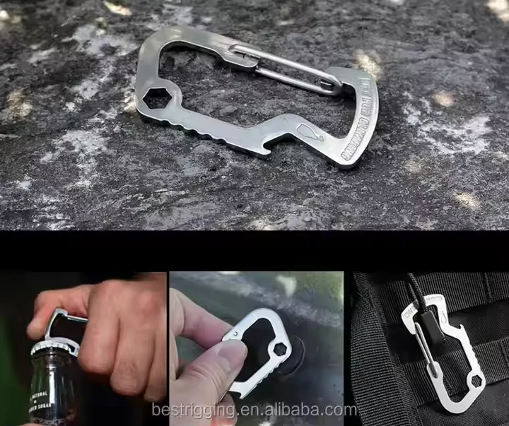 Premium Stainless Steel Multi-Function Snap Hook Keychain Carabiner & Quick Release