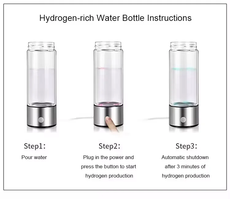 2024 Custom Logo Oem High Quality Gift Black 450Ml Portable Generator Ionizer Hydrogen H2 Rich Water Bottle Cup Filter