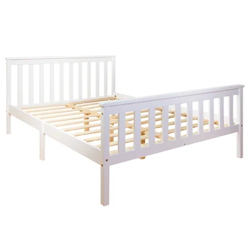 Professional Supply Double size Bed Frame In White Solid Wood for Home Furniture