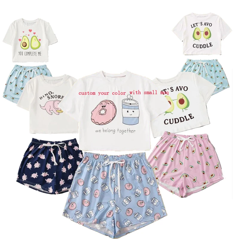 Women's Sleepwear Cute Cartoon Print Short Set Pajamas for Women Pajama Set  Sweet Short Sleeve T