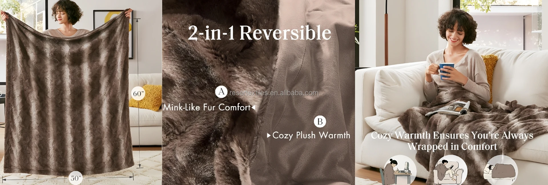 Soft Plush Luxury Oversized Printed Knitted Faux Fur Throw Animal Skin Design Mink Reversible Eco-Friendly Winter All Blanket