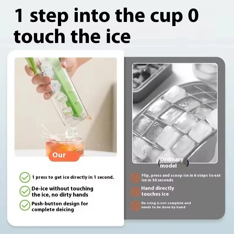 Summer New Kitchen Tools Hot Selling Ice Cube Mold Food Grade Press Ice Tray Household Ice Maker With Storage Box