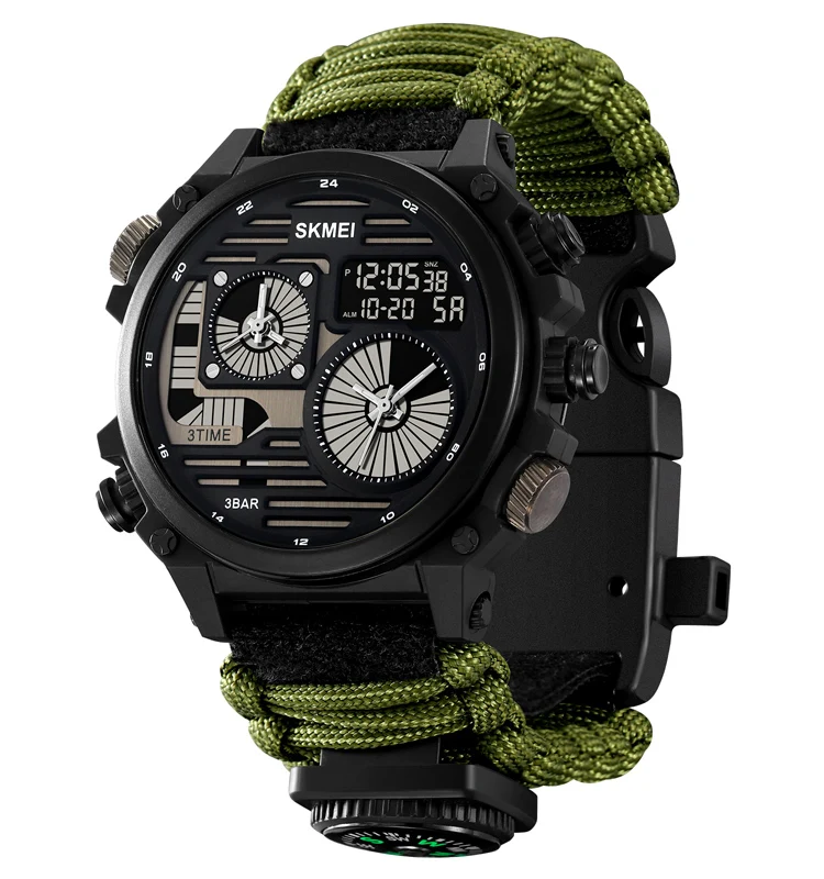 SKMEI 2202 Top Brand Customized Logo Watch 56Mm Big Case Fashion Paracord  Nylon Strap Man Clock Watch Reloj