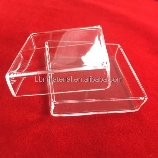 Laboratory Corrosion Resistant Quartz Tray Natural Square Glass Petri Dish /glass Container clear square Saggers