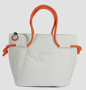 Insulated Nylon Cooler Tote with Zipper Closure & External Pocket, Lightweight Beach Cooler Bag for Outdoor Activities