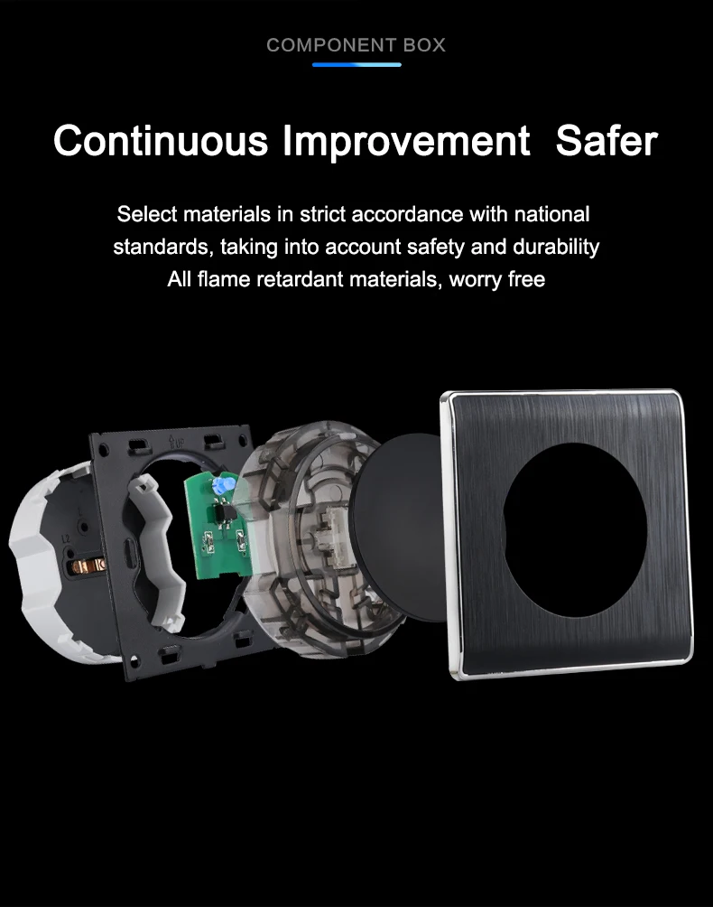 Luxury Light Push Button Switches Aluminum Alloy Panel 220v Wall Switch