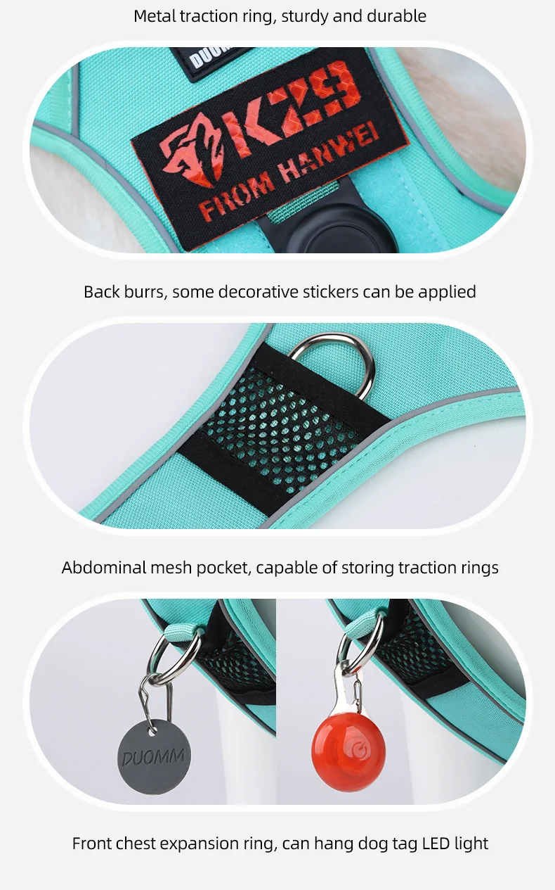 Medium Large Dog Vest Harness Breathable Nylon 1680D Oxford Cloth Reflective Handle Dog Harness with Air Tag Holder