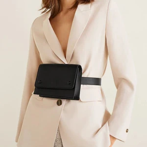 Custom Logo Vegan Leather Ladies Black Belt Bag Fashion Waist Bum Purse Fanny Pack for Women