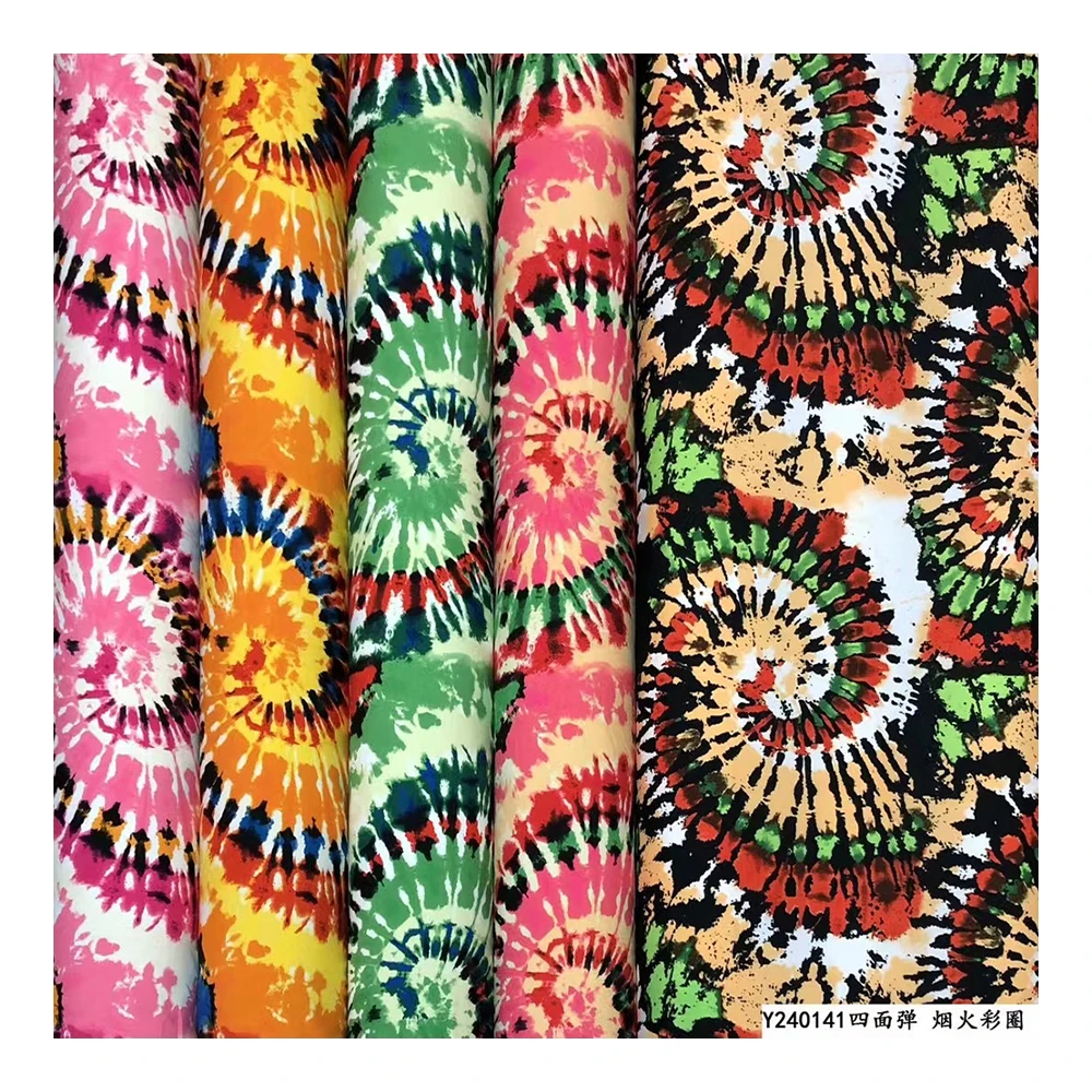 Stock 4 Way Stretch Print Fabric 95% Polyester 5% Spandex 100D Super Soft for Dress
