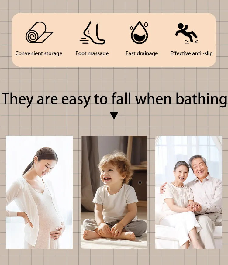 Bathtub Bath Shower Mat Non Slip Bathtub Mat Bath Tub Mats with Suction Cups Drain Holes for Bathroom manufacture