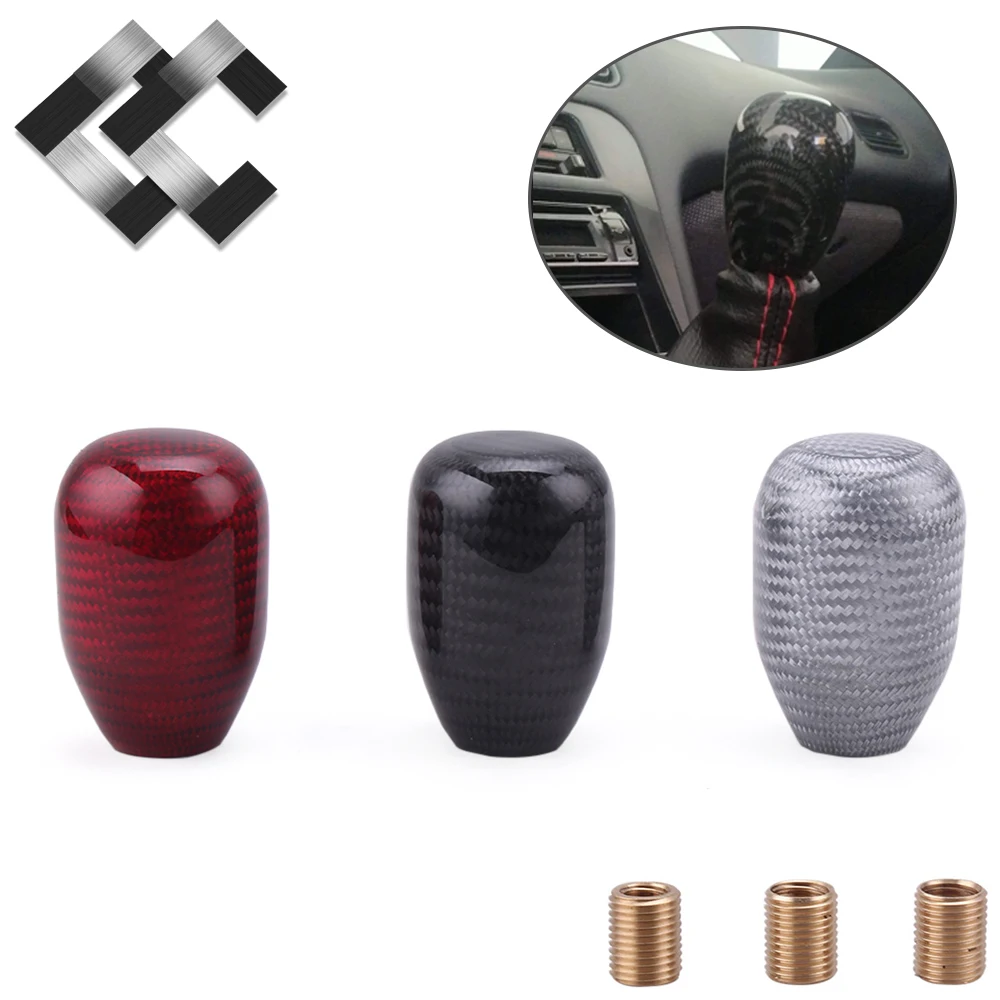 JDM RAZO Carbon Fiber Gear Shift Knob For Universal Car Black/Silver