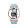 rose gold stainless steel case+light blue silicone band
