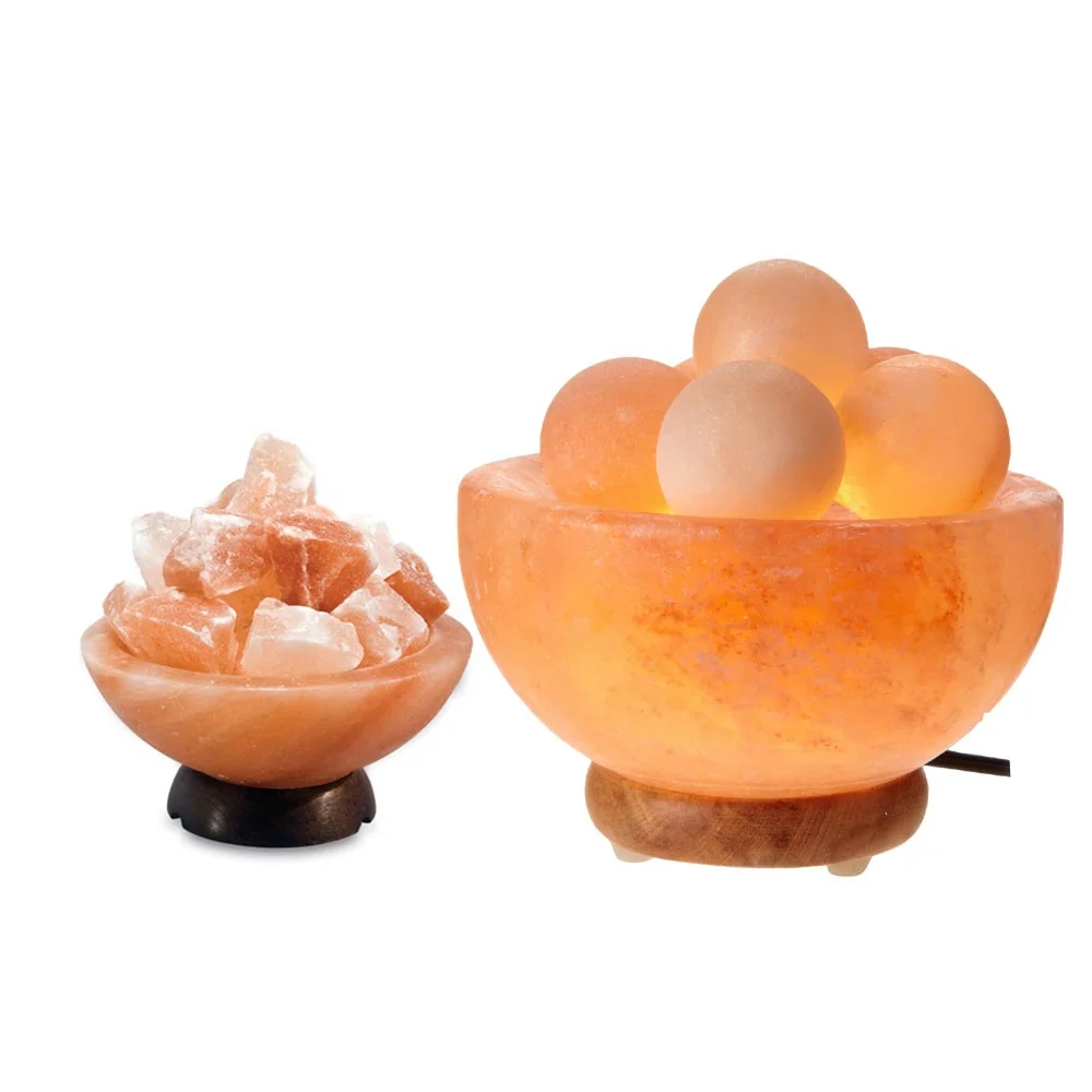 Himalayan White And Red Salt Lamp Fire Bowl Feng Shui Carved Bowl With Ecofriendly Feature By