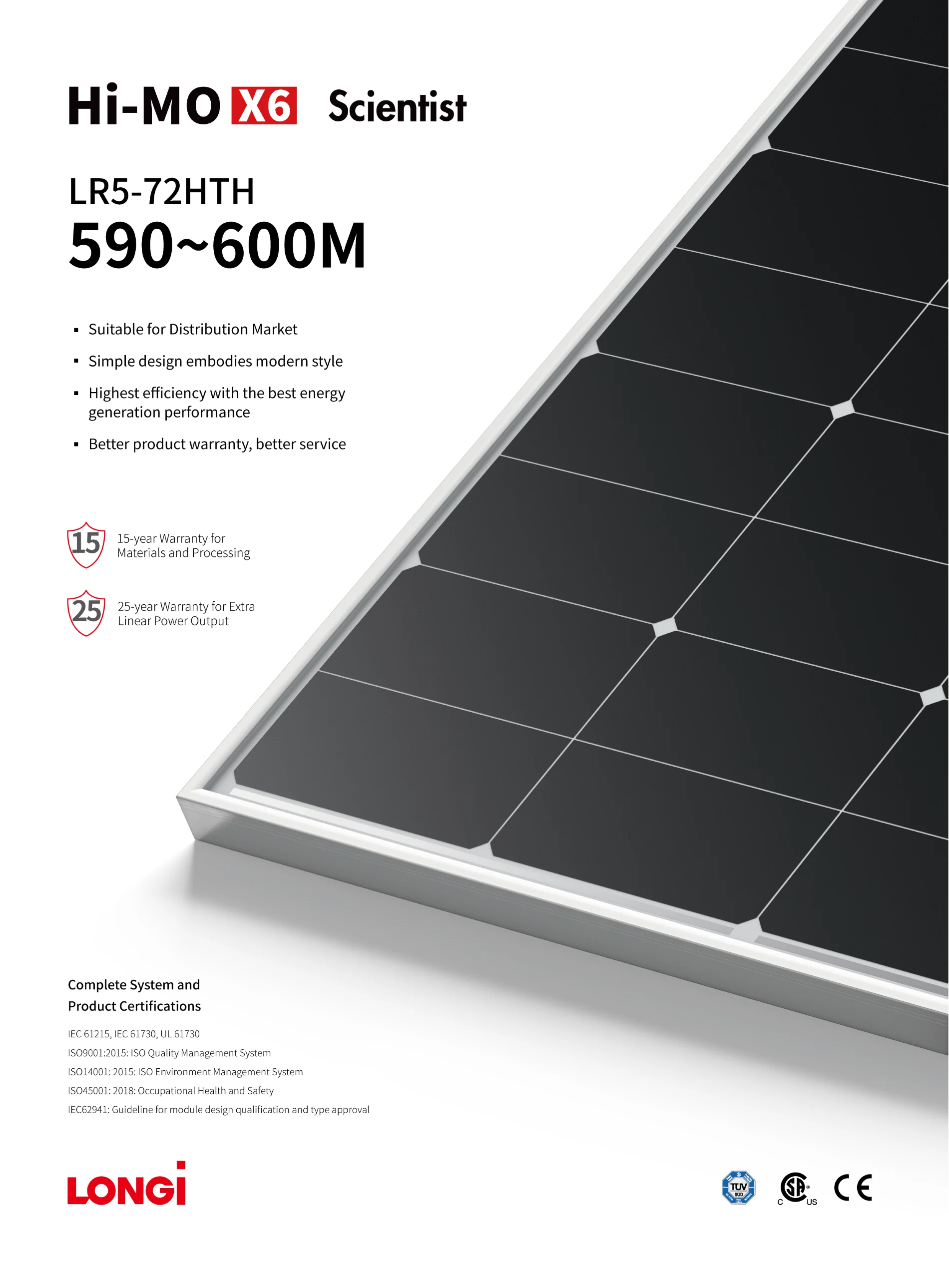 Longi Solar Hi-mo X6 Scientist Lr5-72hth 600m Solar Panel Maximum Power ...