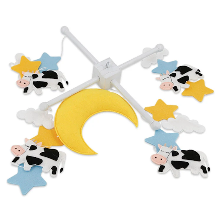 
Деревянное кольцо, горячая Распродажа, войлочные игрушки ручной работы для детей, мобильные изделия, коров, войлочные музыкальные игрушки, вешалка для детской кроватки 