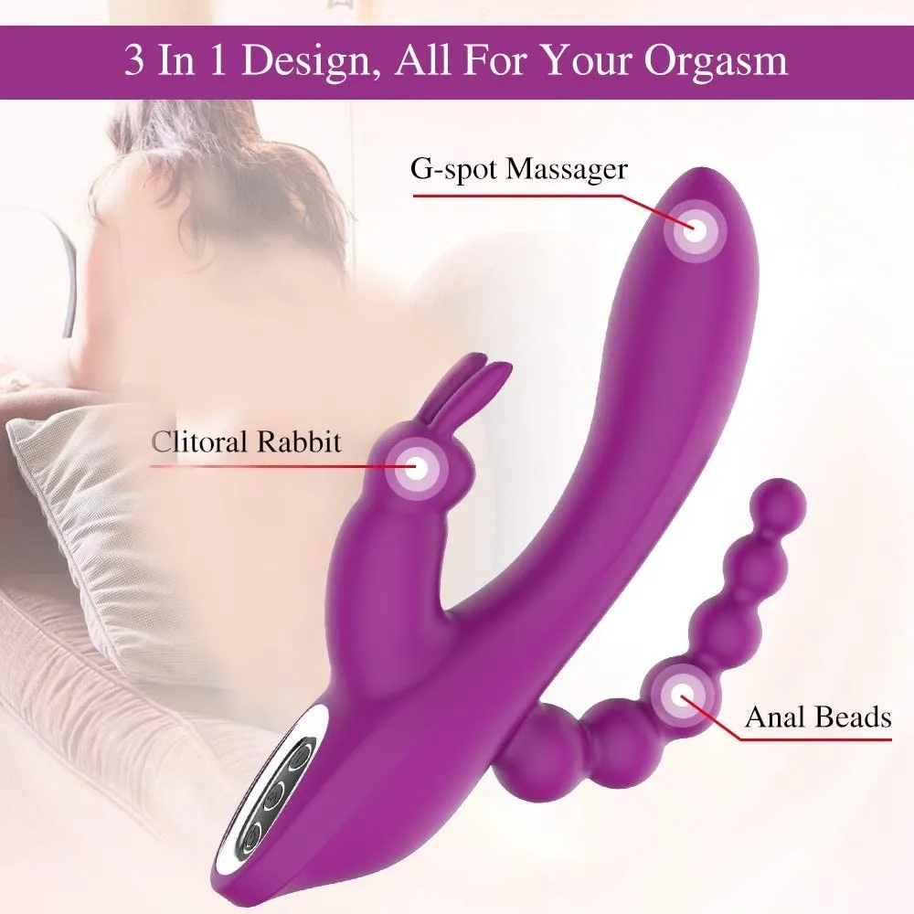 XIAER vibrator sex shop 3 in 1 G Spot Rabbit Anal Dildo Vibrator