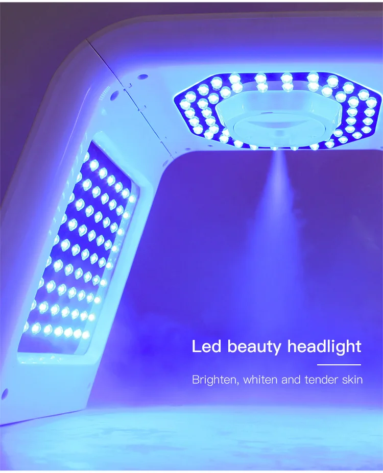 Professional 7 Color LED Light Therapy With Steam Spray for salons, spas and estheticians. 7 LED modes, circulating light and spray function for customized facial treatments. 7 Color LED Light Therapy Machine With Steam Spray