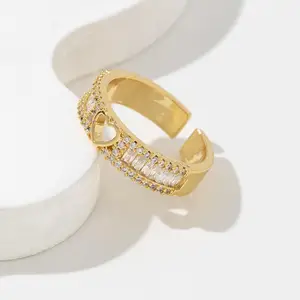 Ring Minimalism love Cool Eco-friendly Advertising Gifts Glossy Popular vogue Holiday Copper Zircon Fine Rings